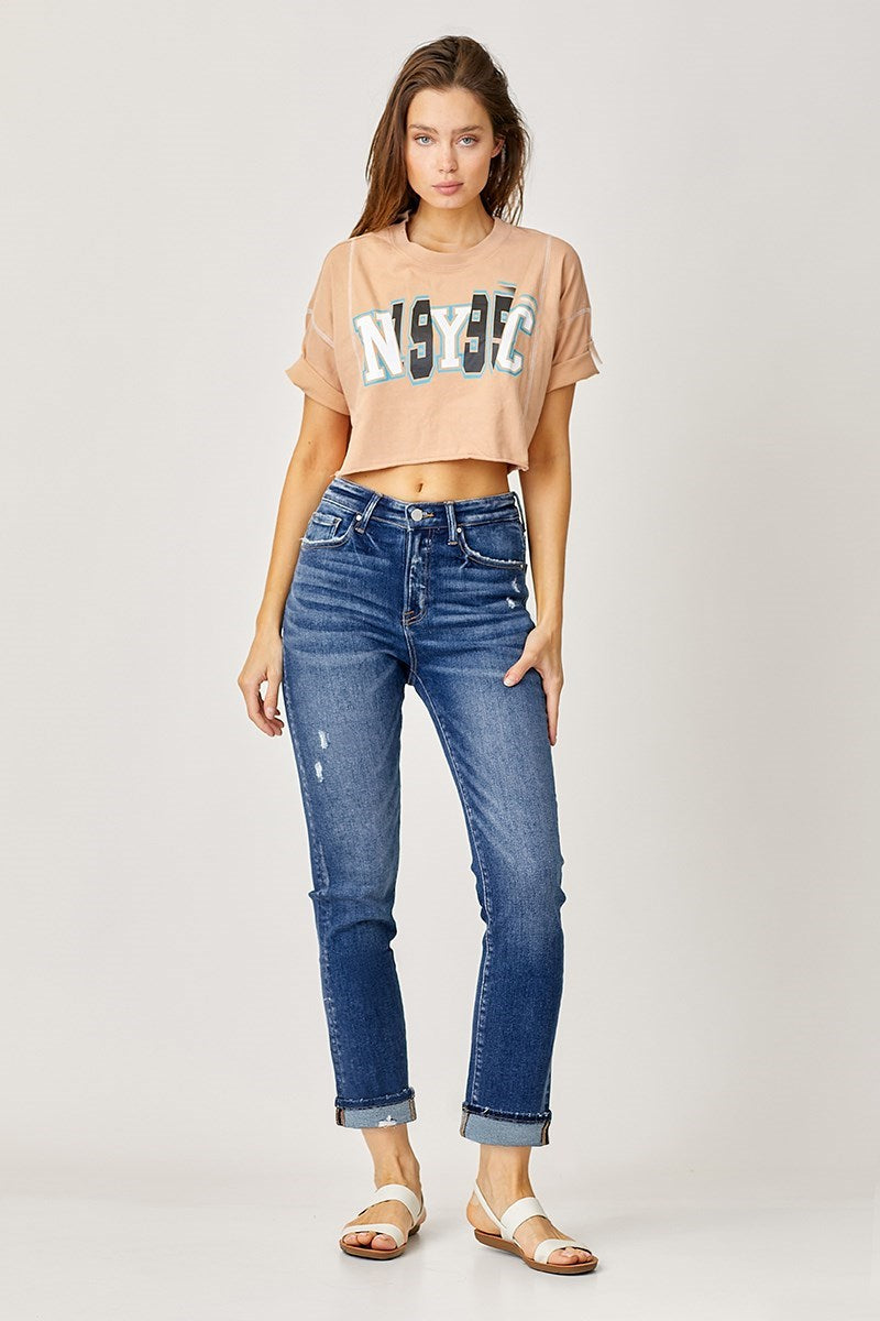 Risen Brand High Rise Straight Leg Jeans