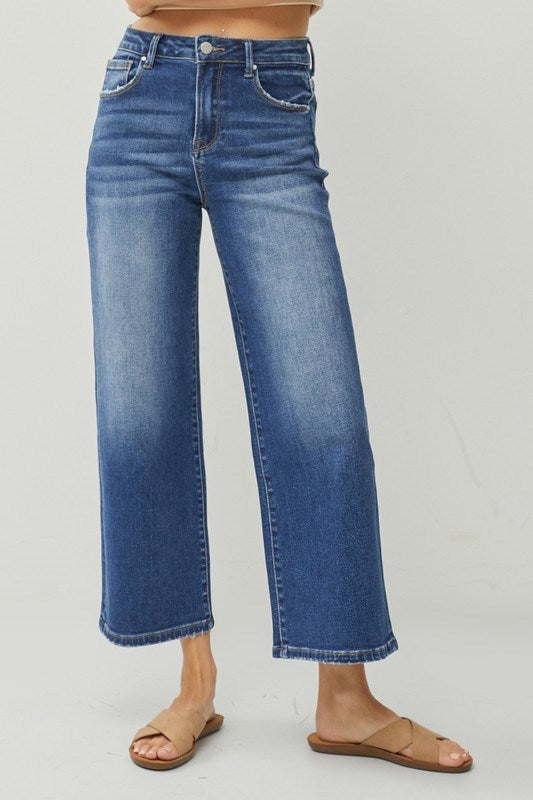 Risen Brand High Rise wide leg crop Jeans