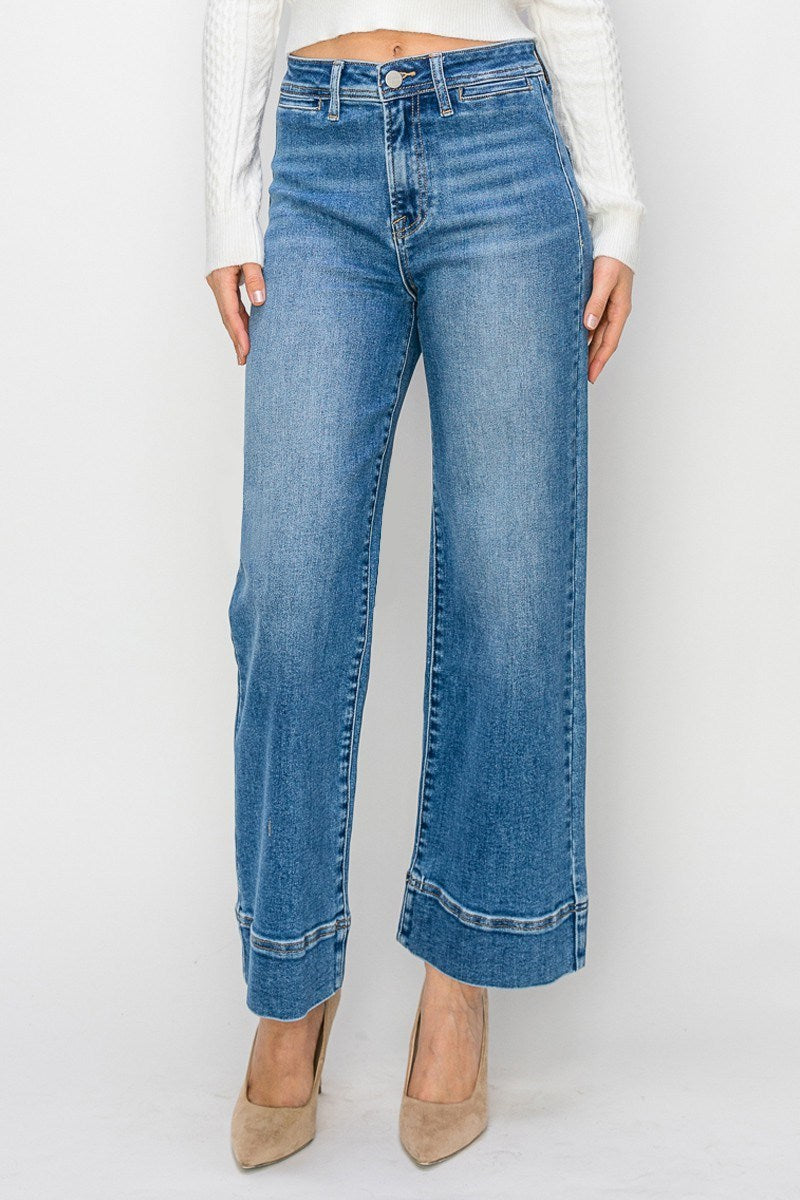 Risen Brand High Rise Wide Leg Denim in Medium Wash