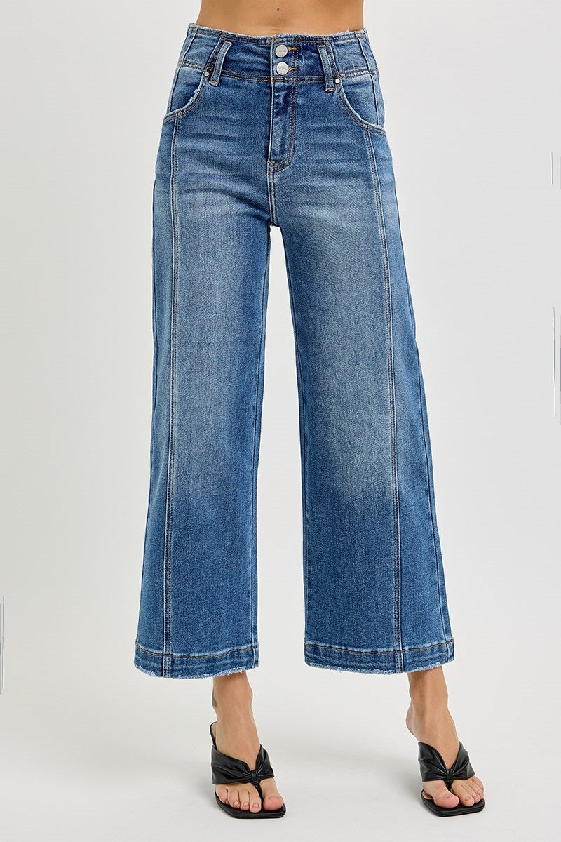 Risen High Rise Denim with Front Seam Detail