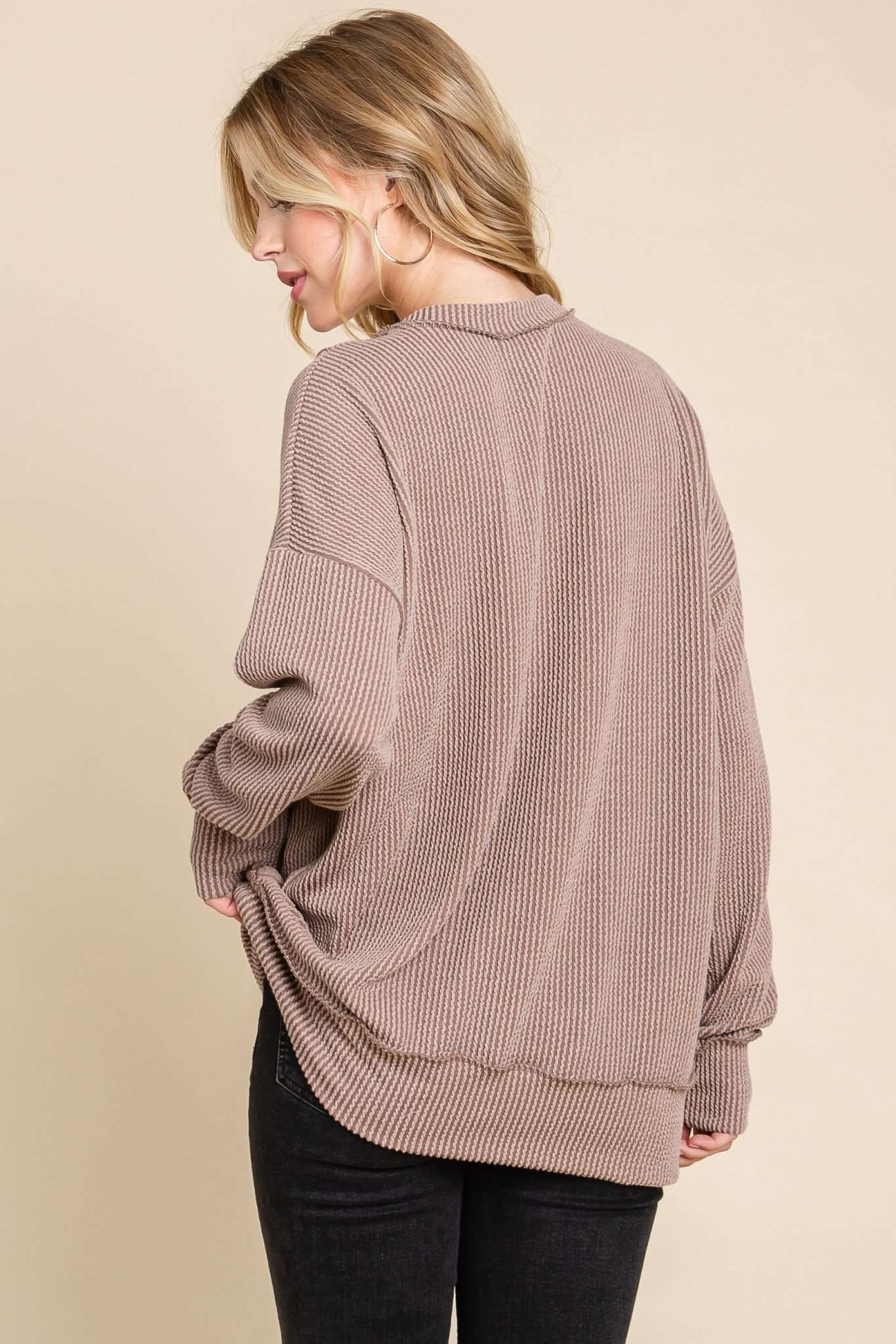 Softest Ribbed Crew Neck with Exposed Stitch Details