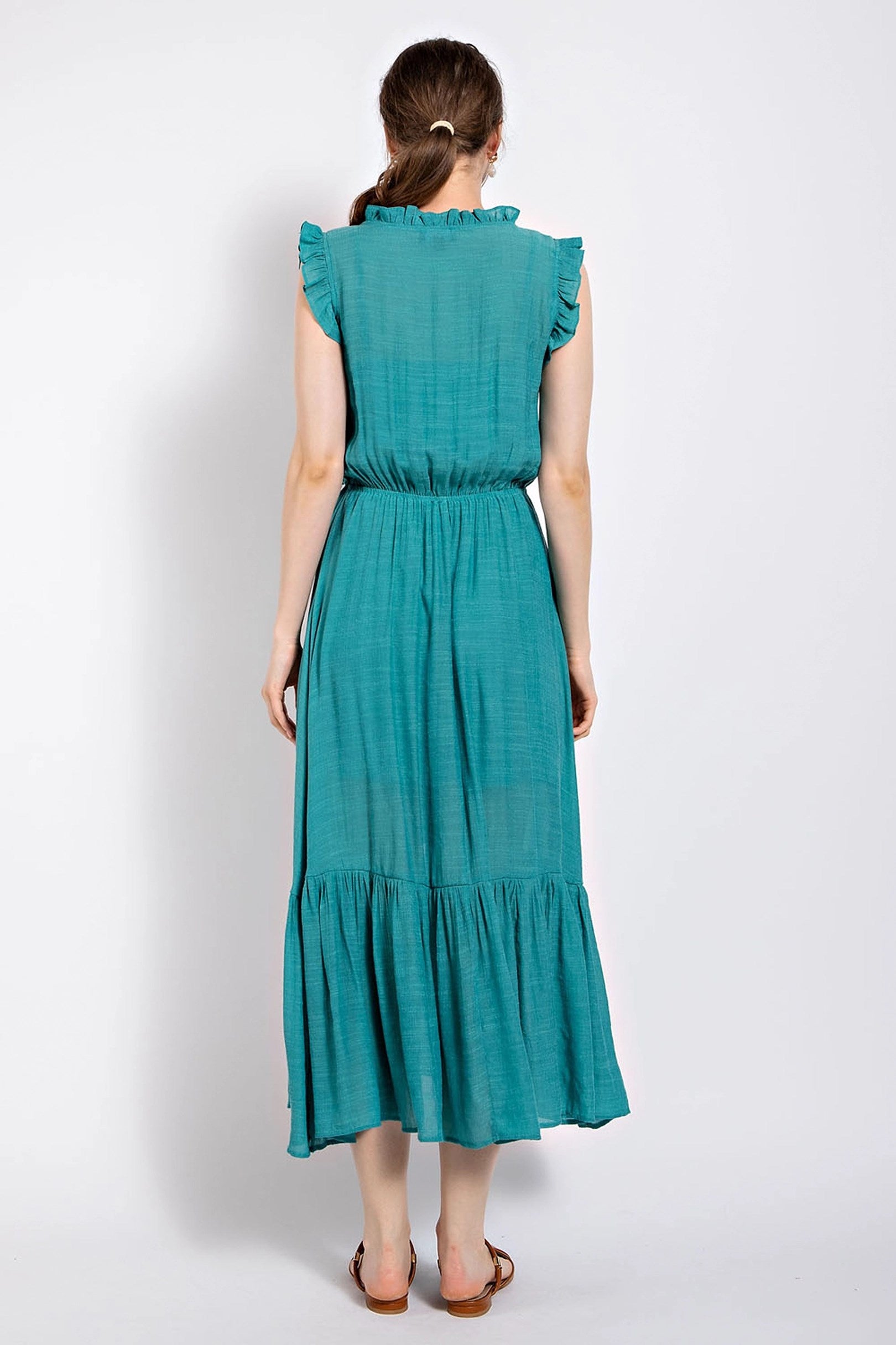 Ruffle Midi Dress in Lagoon