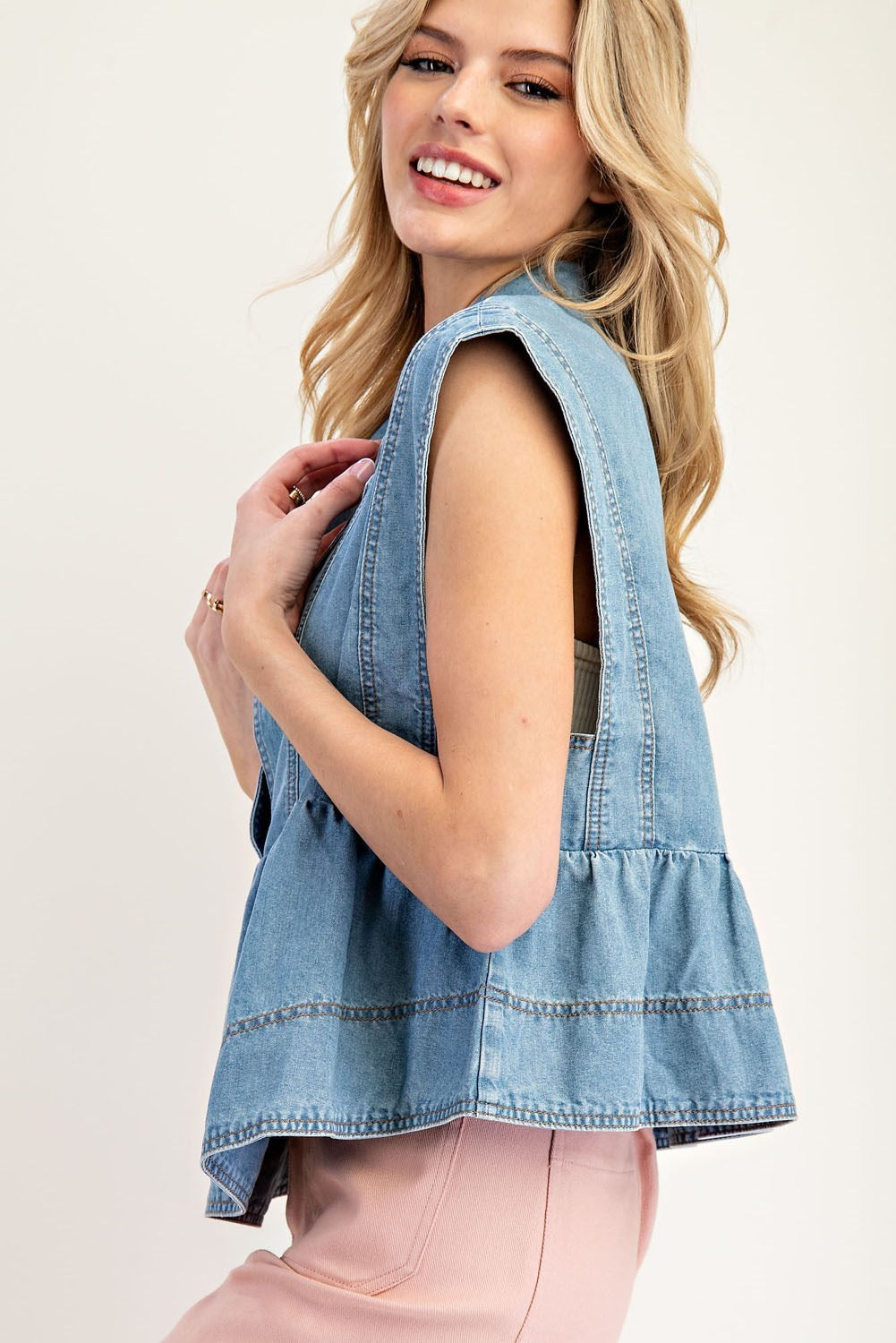 Denim Collared Top