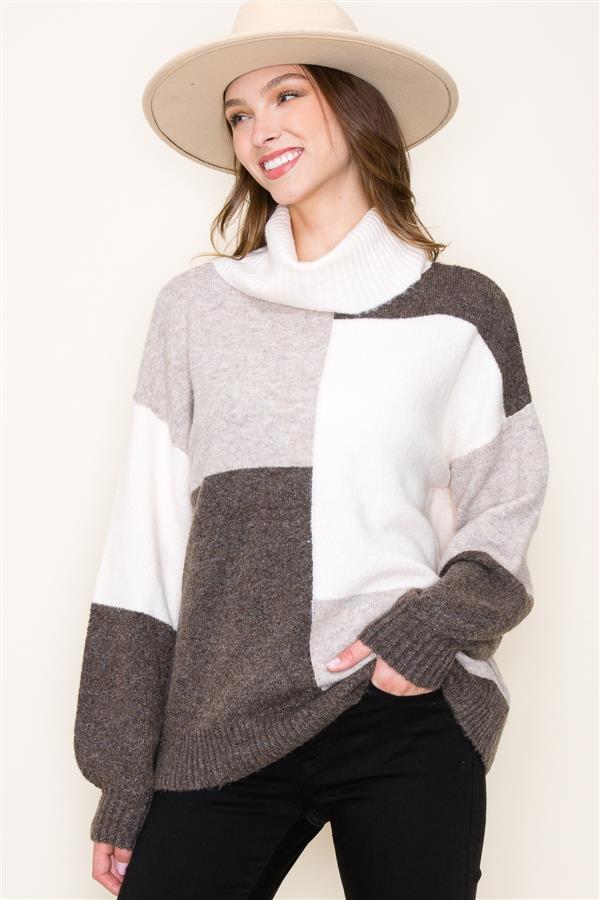 Balloon Sleeve Slouchy TurtleNeck