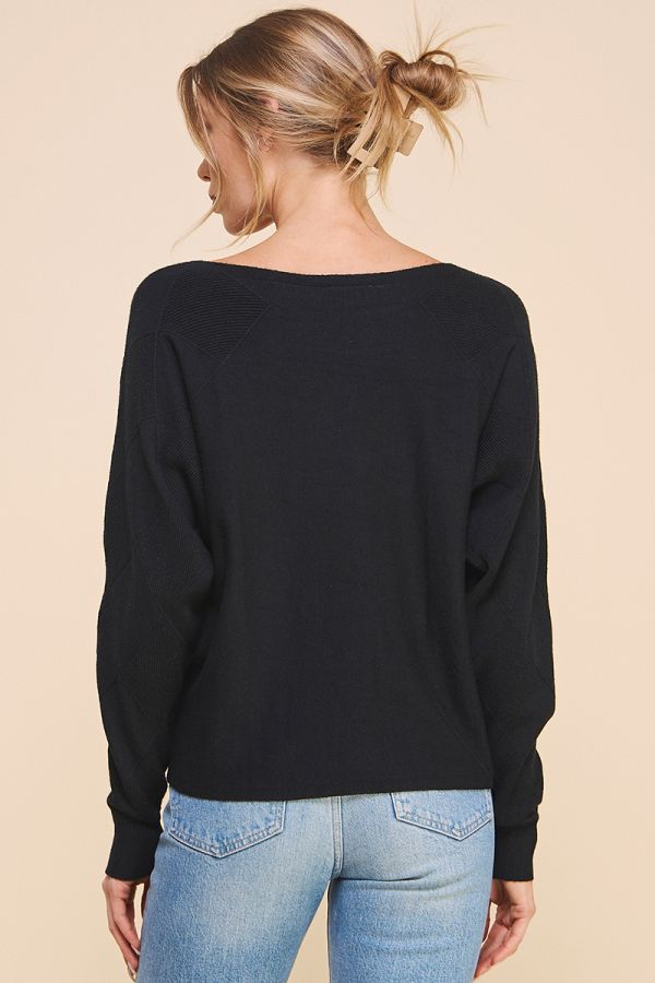 Mixed Texture Dolman in Black