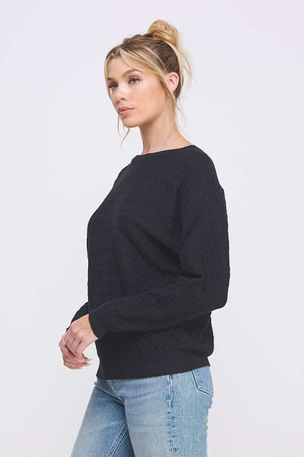 Herringbone Textured Dolman Sweater