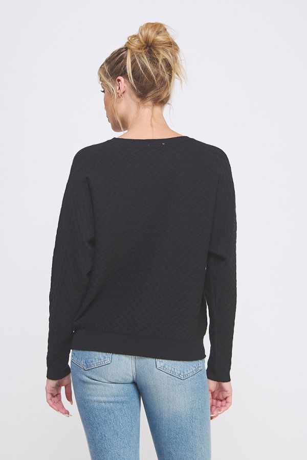 Herringbone Textured Dolman Sweater