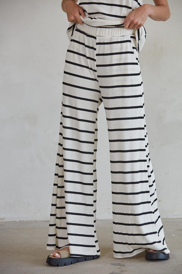 Black and White striped Pants