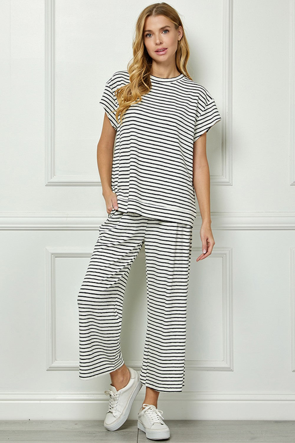 White and Black Striped Pants