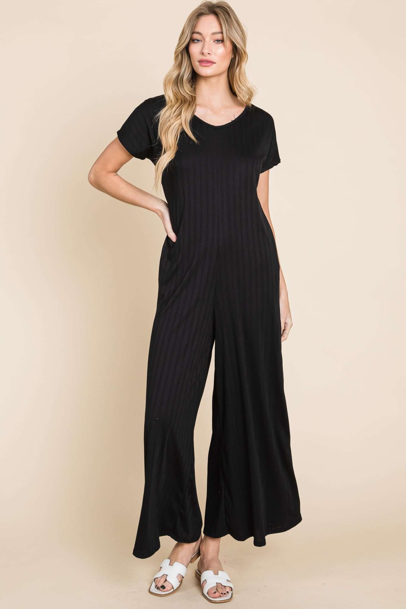 Wide leg ribbed Jumpsuit