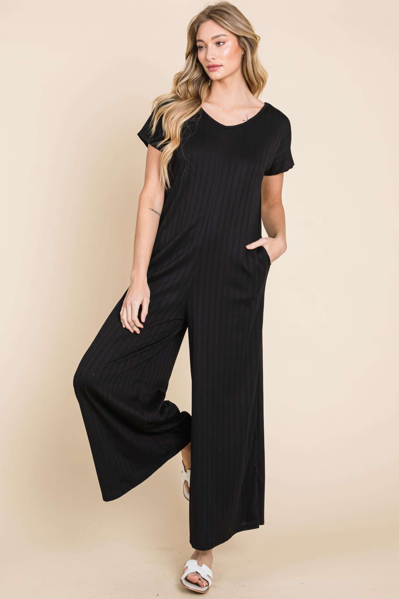 Wide leg ribbed Jumpsuit