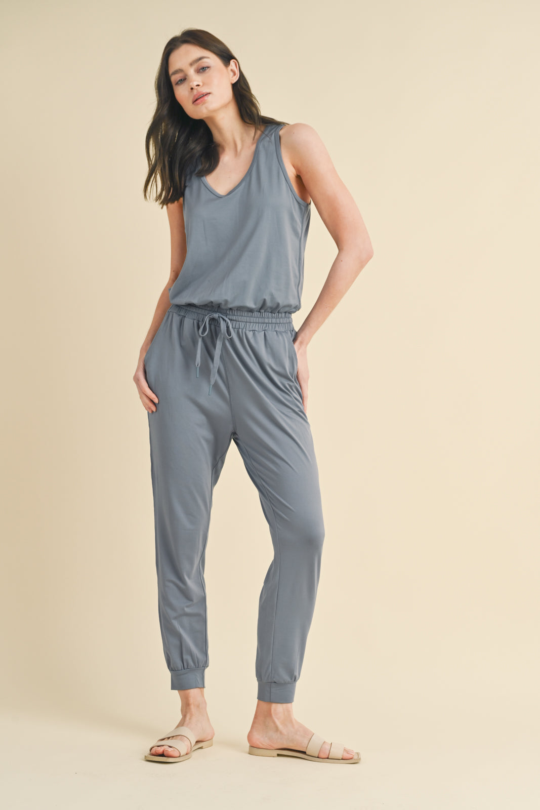 V-neck Jogger Style Jumpsuit