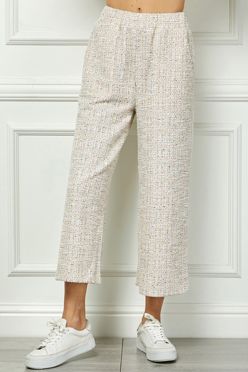 Boucle Textured Pants in Tan