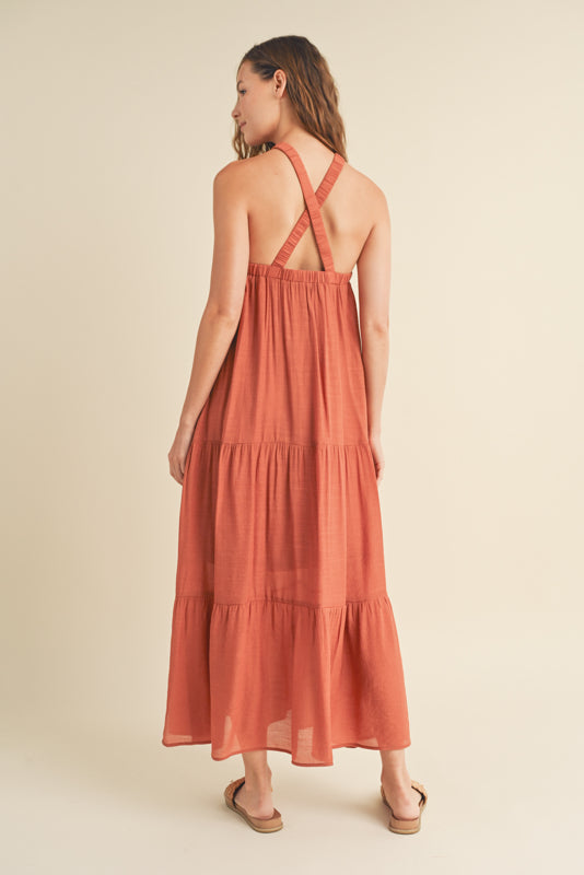 Halter Maxi Dress in Brick