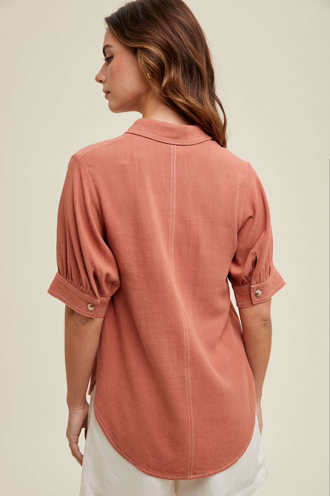 Puff Sleeve Blouse in Brick