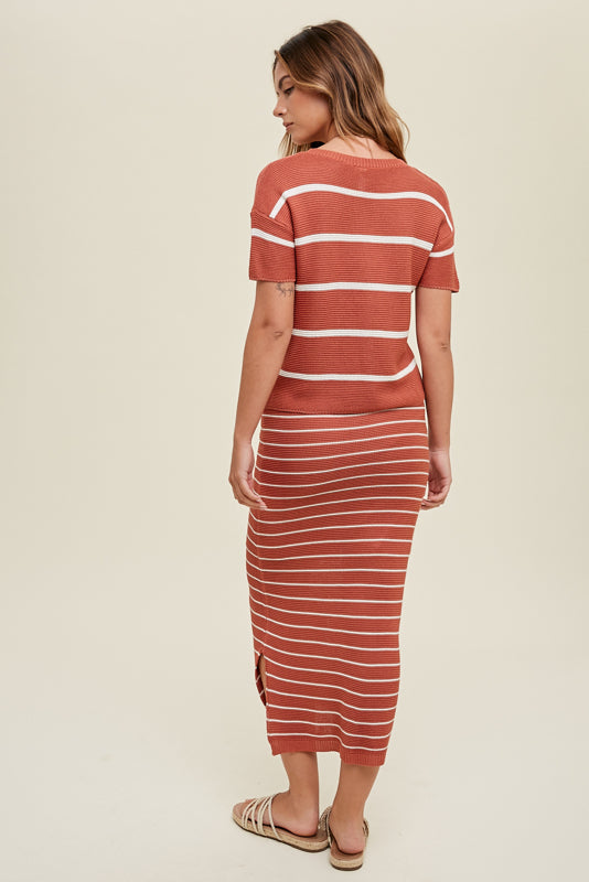 Stripe Skirt Set in Brick