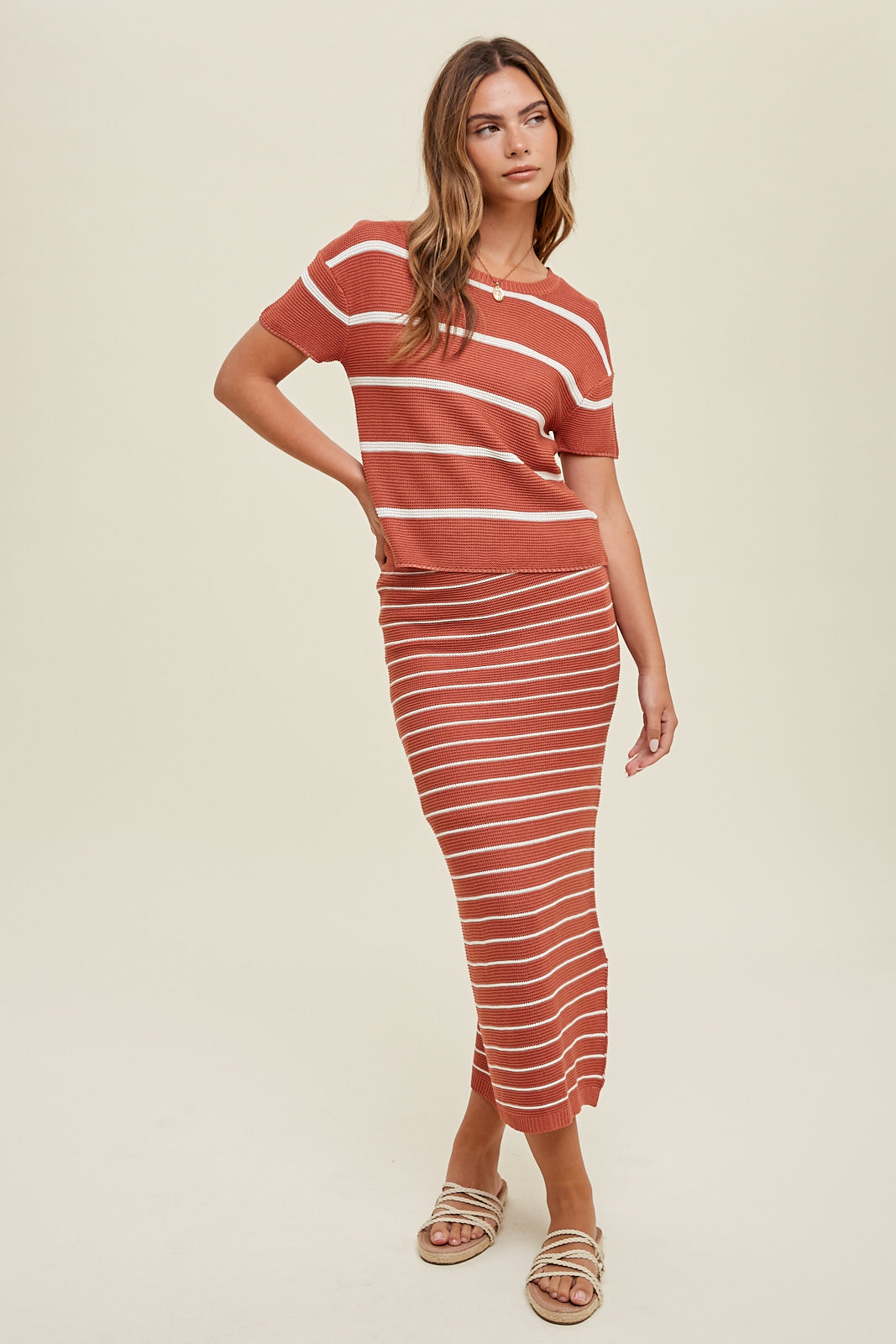 Stripe Skirt Set in Brick