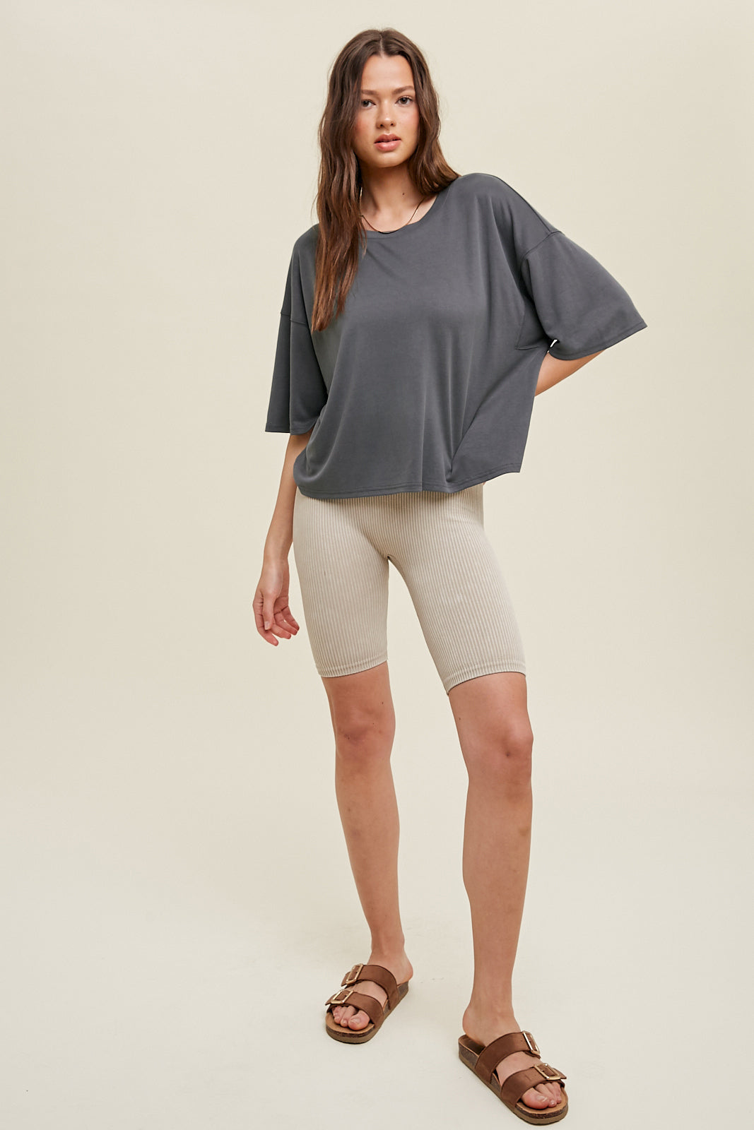 Modal Crop Top in Charcoal