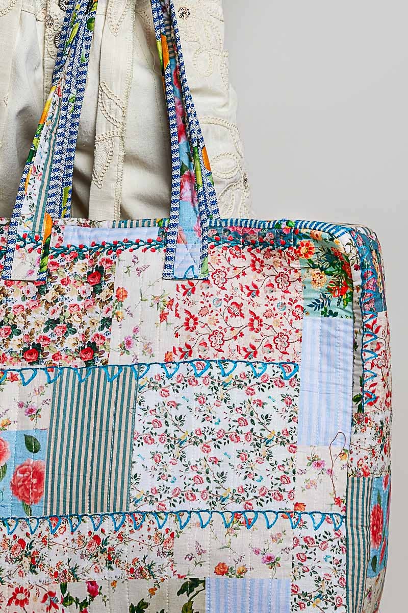 Trompe L’oeil Patchwork Structured Quilted Tote Bag