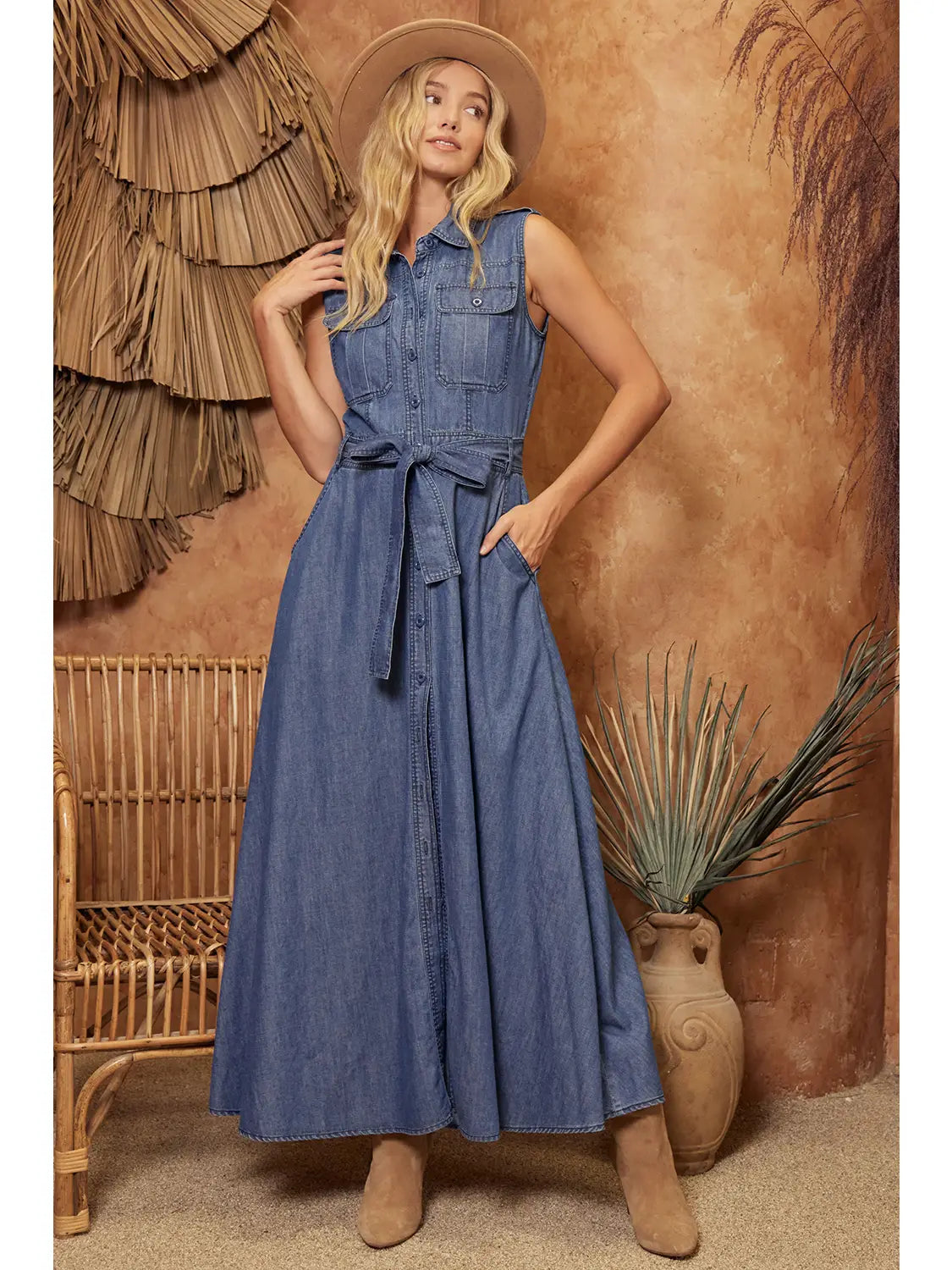 Sleeveless Denim Dress