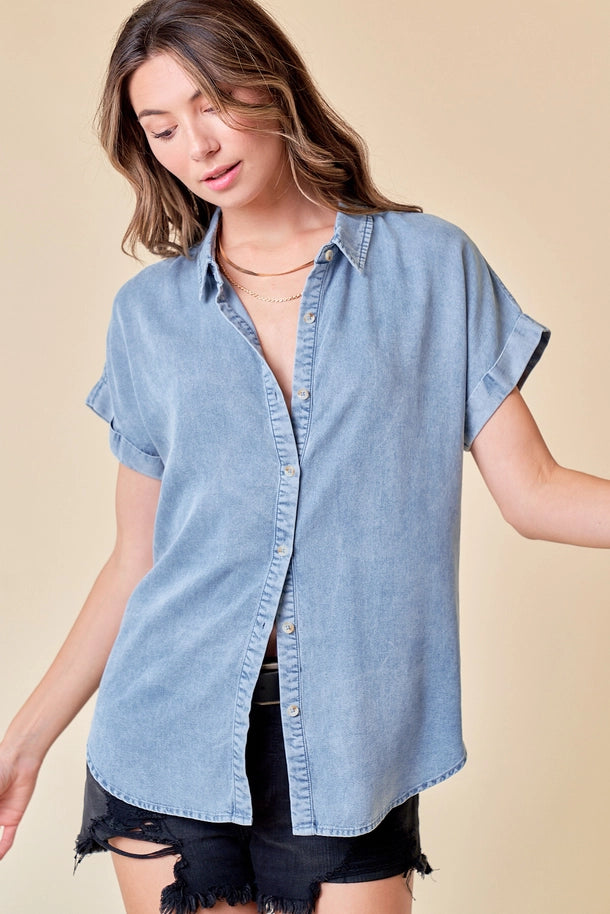 Short sleeve denim top