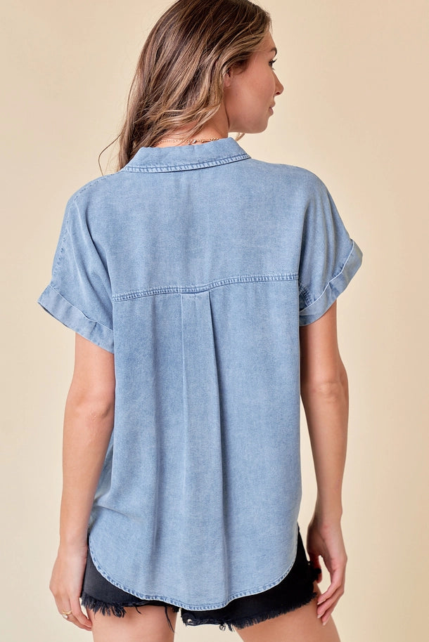 Short sleeve denim top