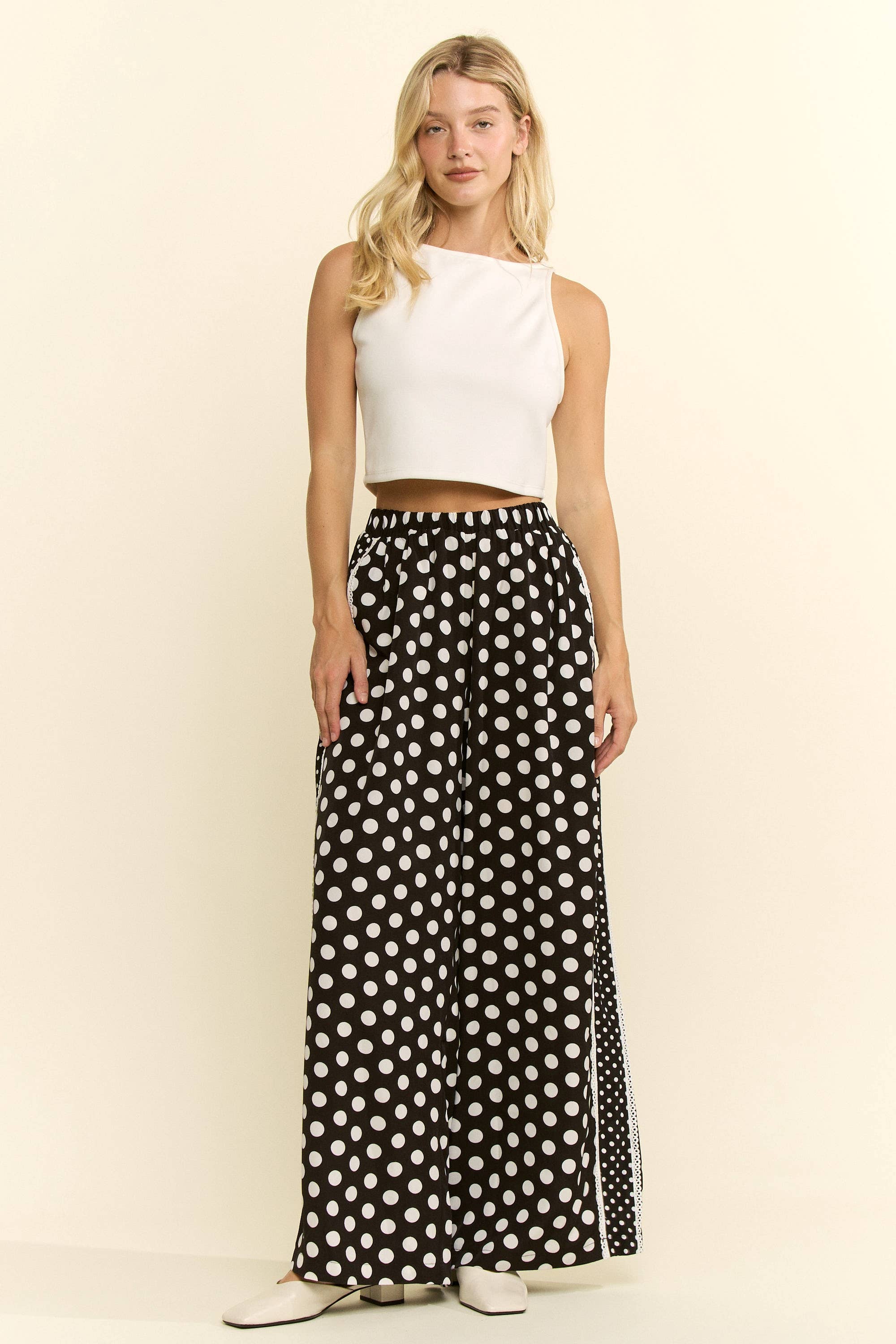 PLUS SIZE CONTRAST DOT SIDE PANEL PANTS