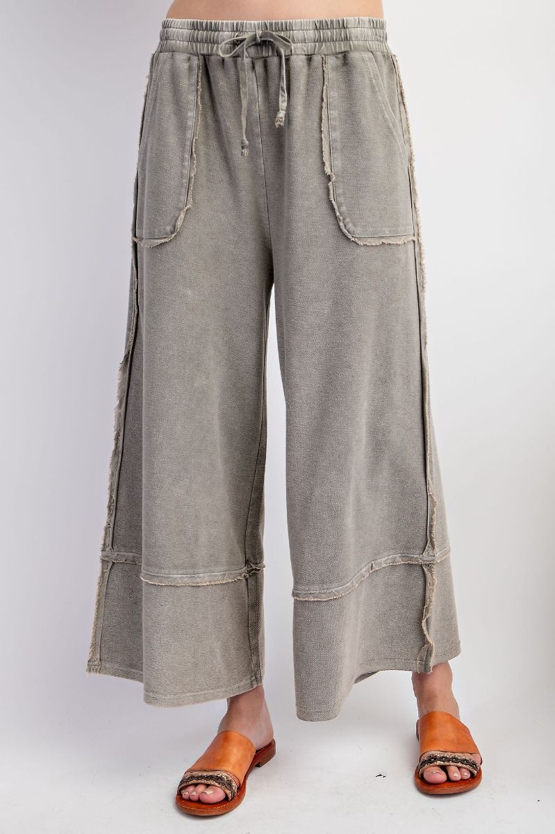 Mineral Washed Palazzo Pants in Ash