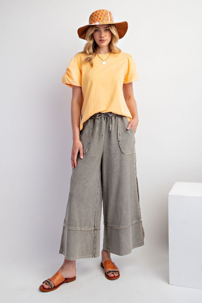 Mineral Washed Palazzo Pants in Ash