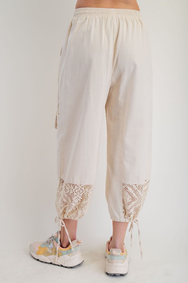 Crochet Mix Pants in Natural