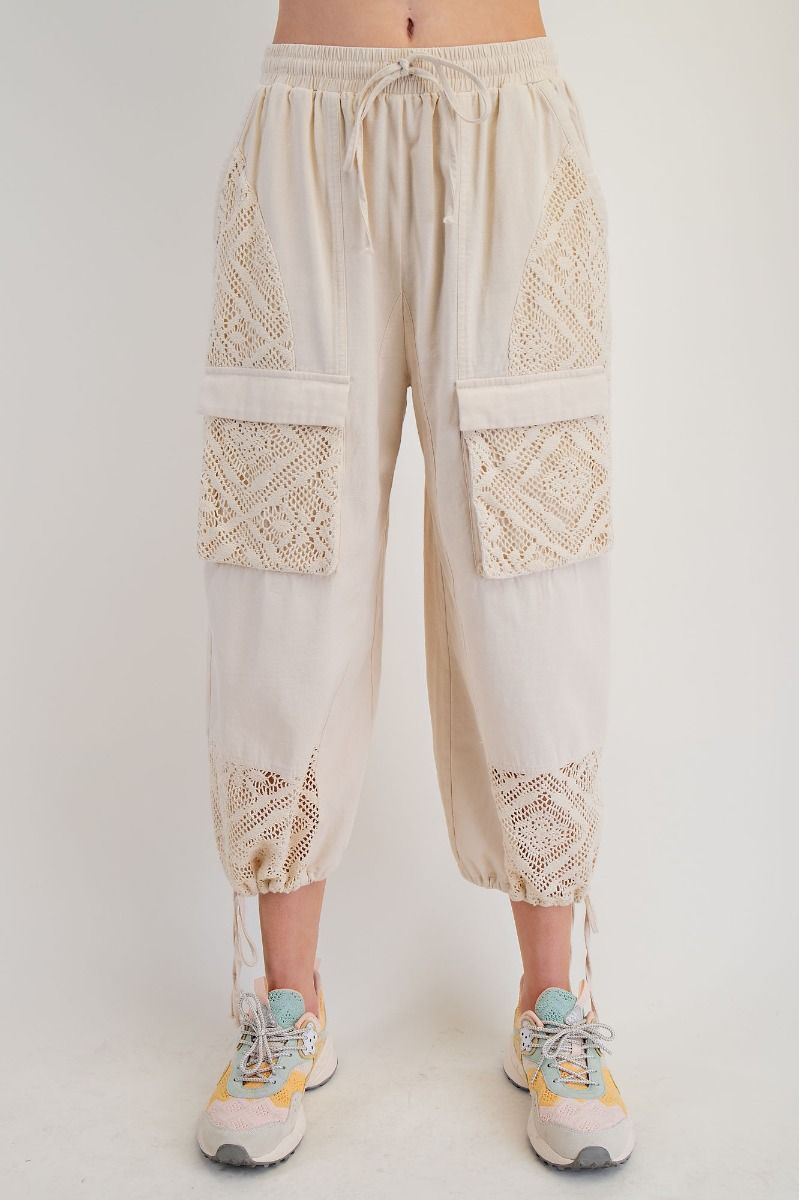 Crochet Mix Pants in Natural