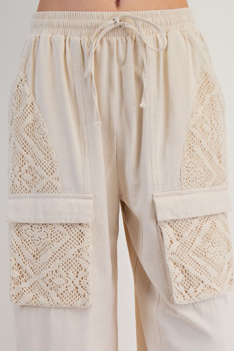 Crochet Mix Pants in Natural