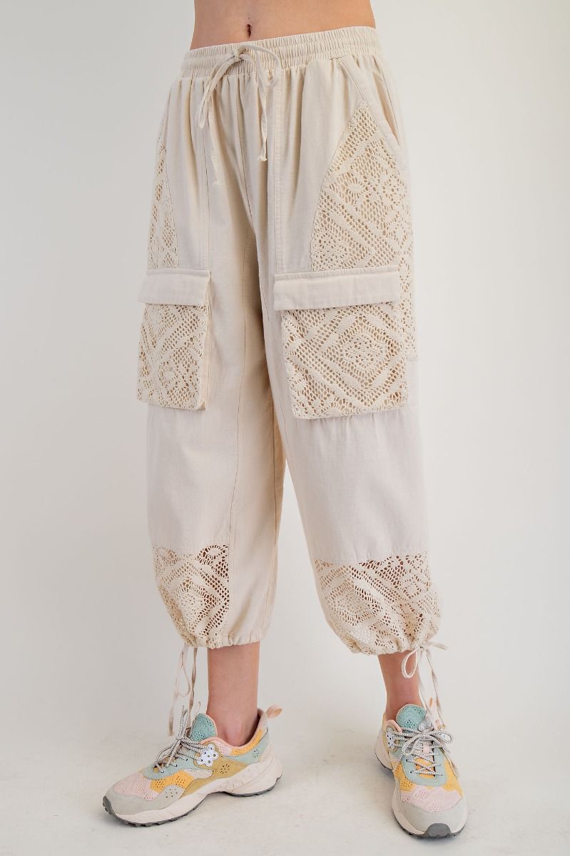 Crochet Mix Pants in Natural