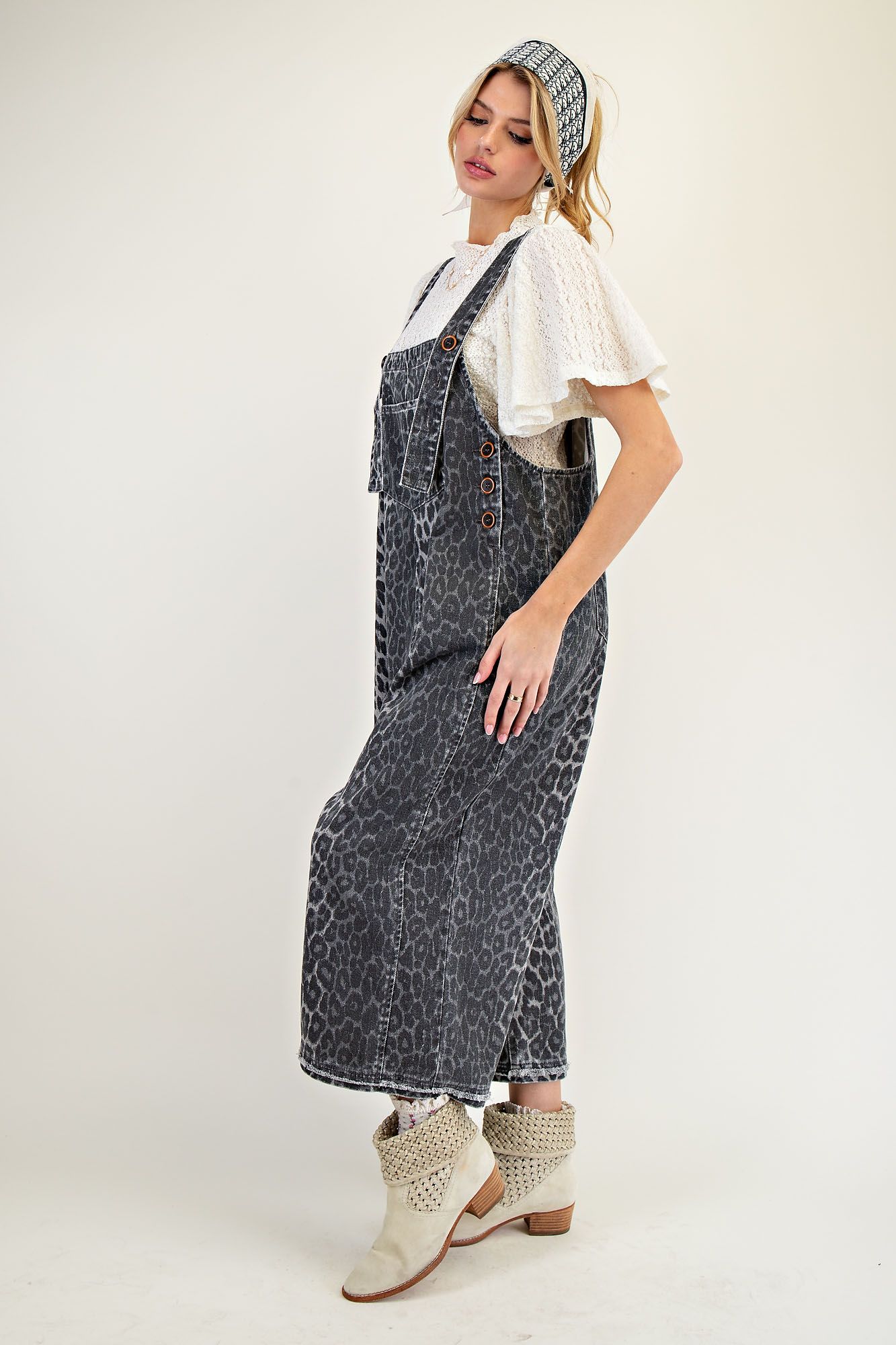 Leopard Overalls in Grey