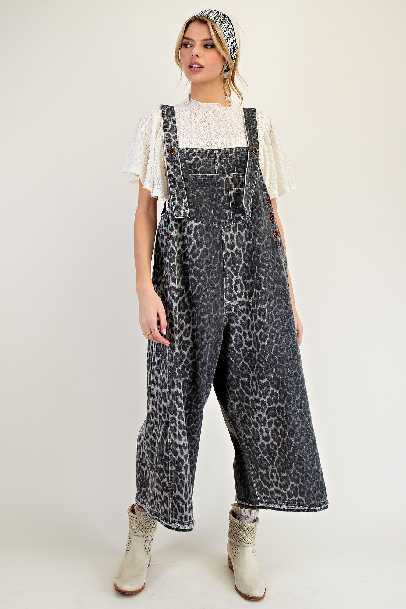 Leopard Overalls in Grey