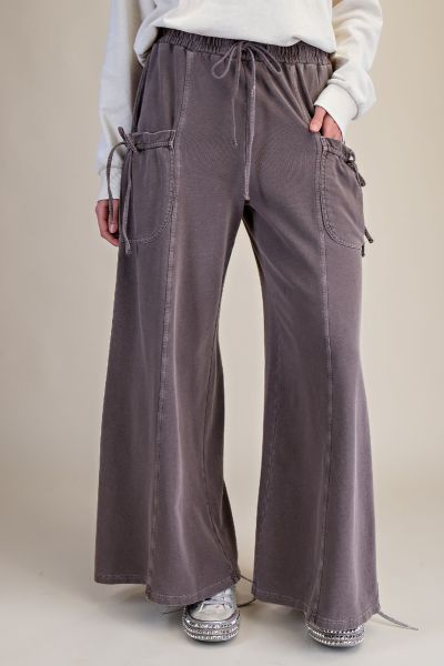 Washed Terry Knit Pants in Espresso