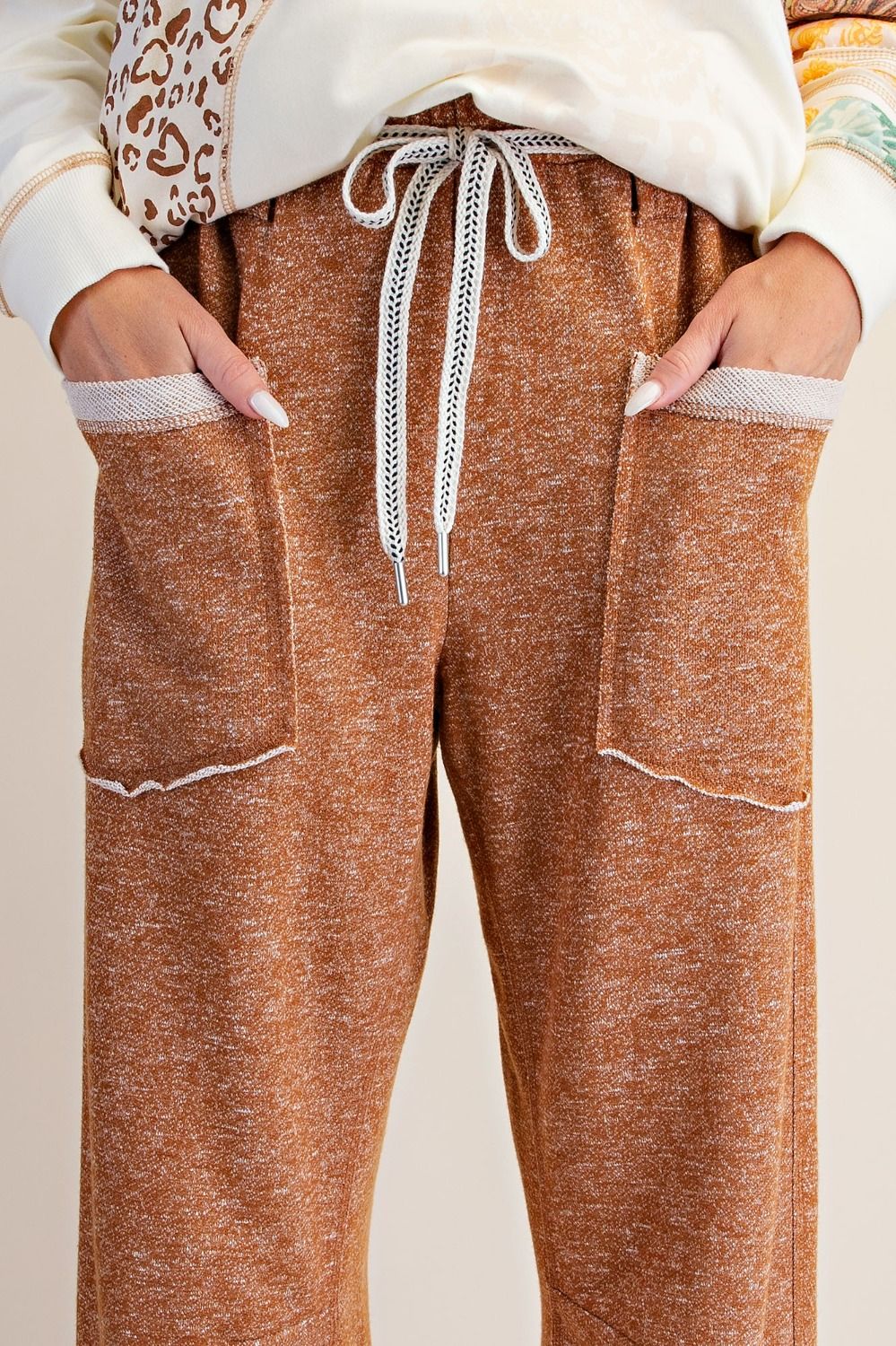 Washed Terry Knit Joggers in Camel