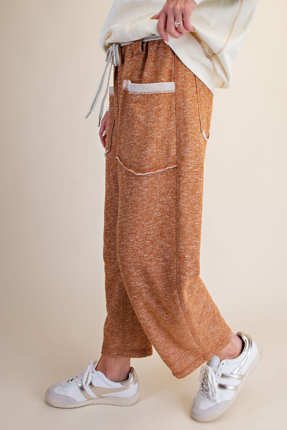 Washed Terry Knit Joggers in Camel
