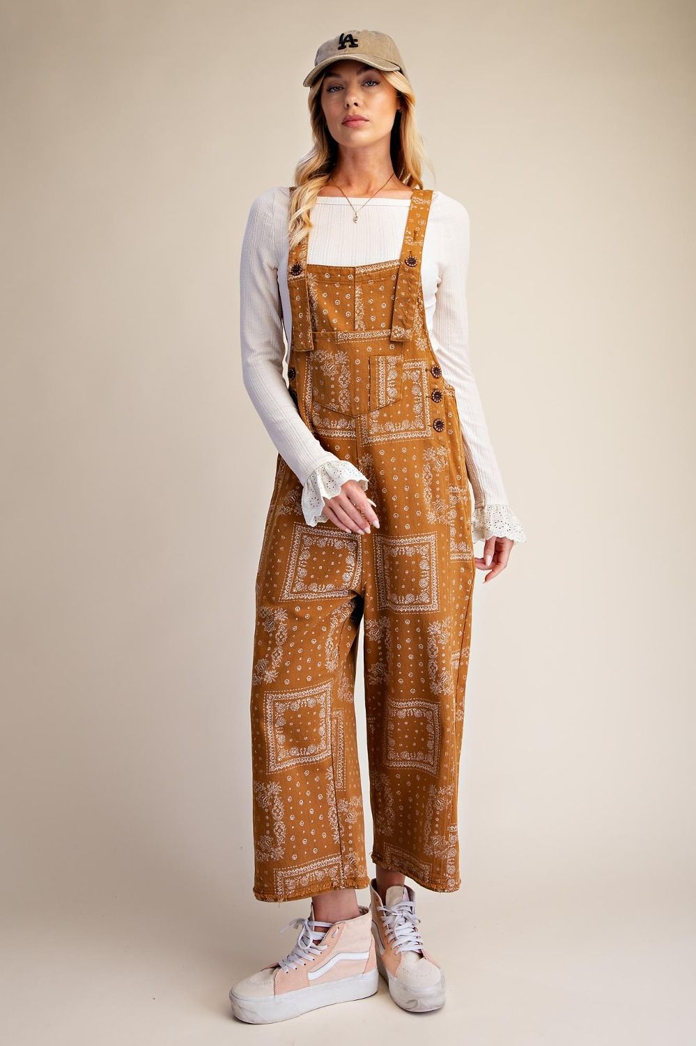 Bandana Overalls in Camel