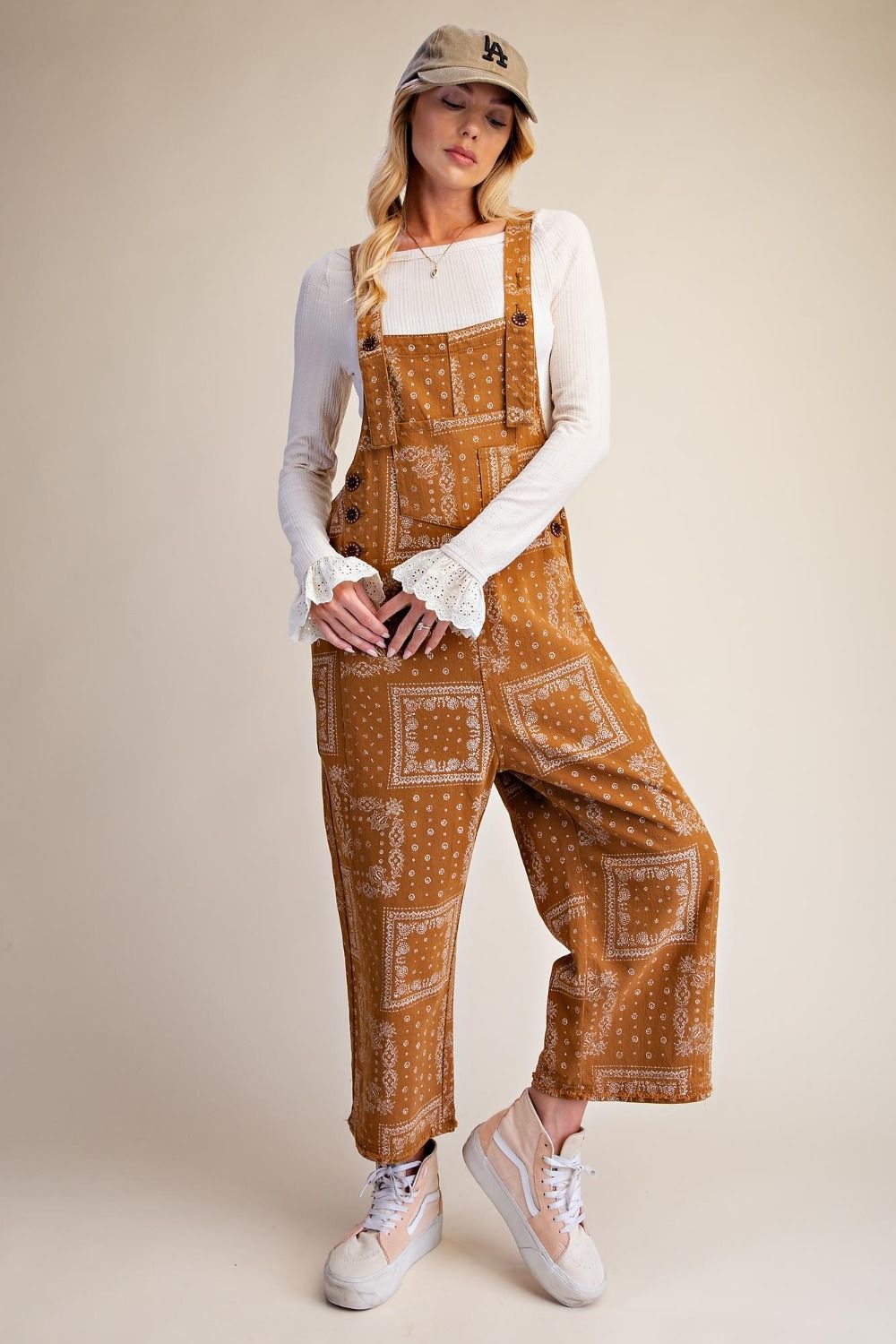 Bandana Overalls in Camel