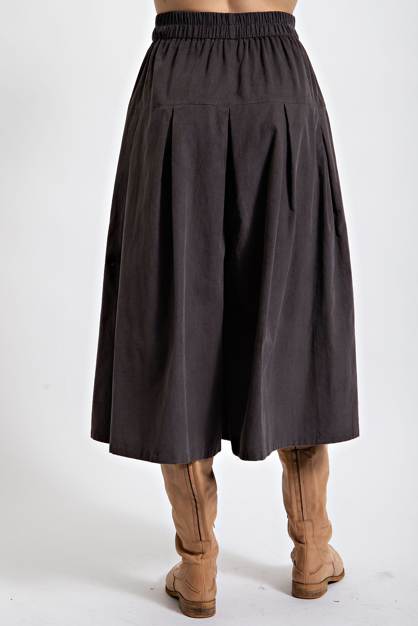 Corduroy Wide Leg Crop Pants in Ash