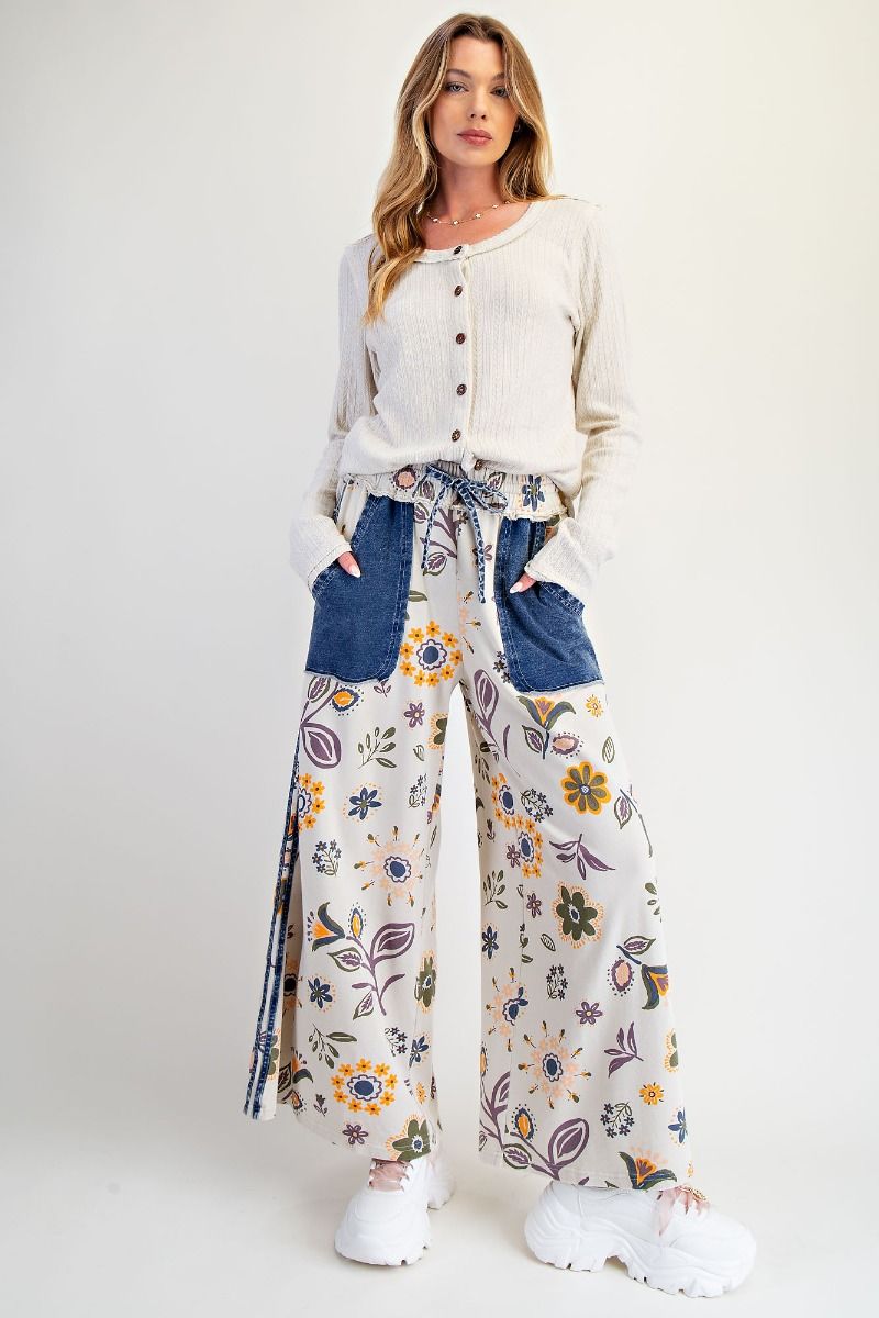 Floral Mineral Washed Pants