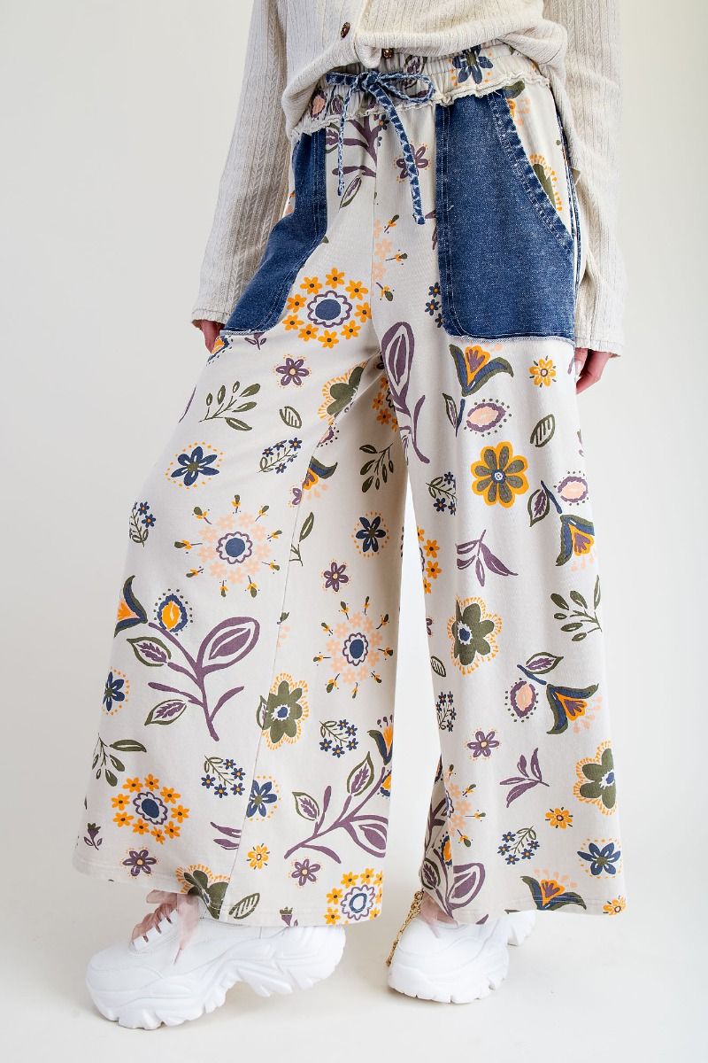 Floral Mineral Washed Pants