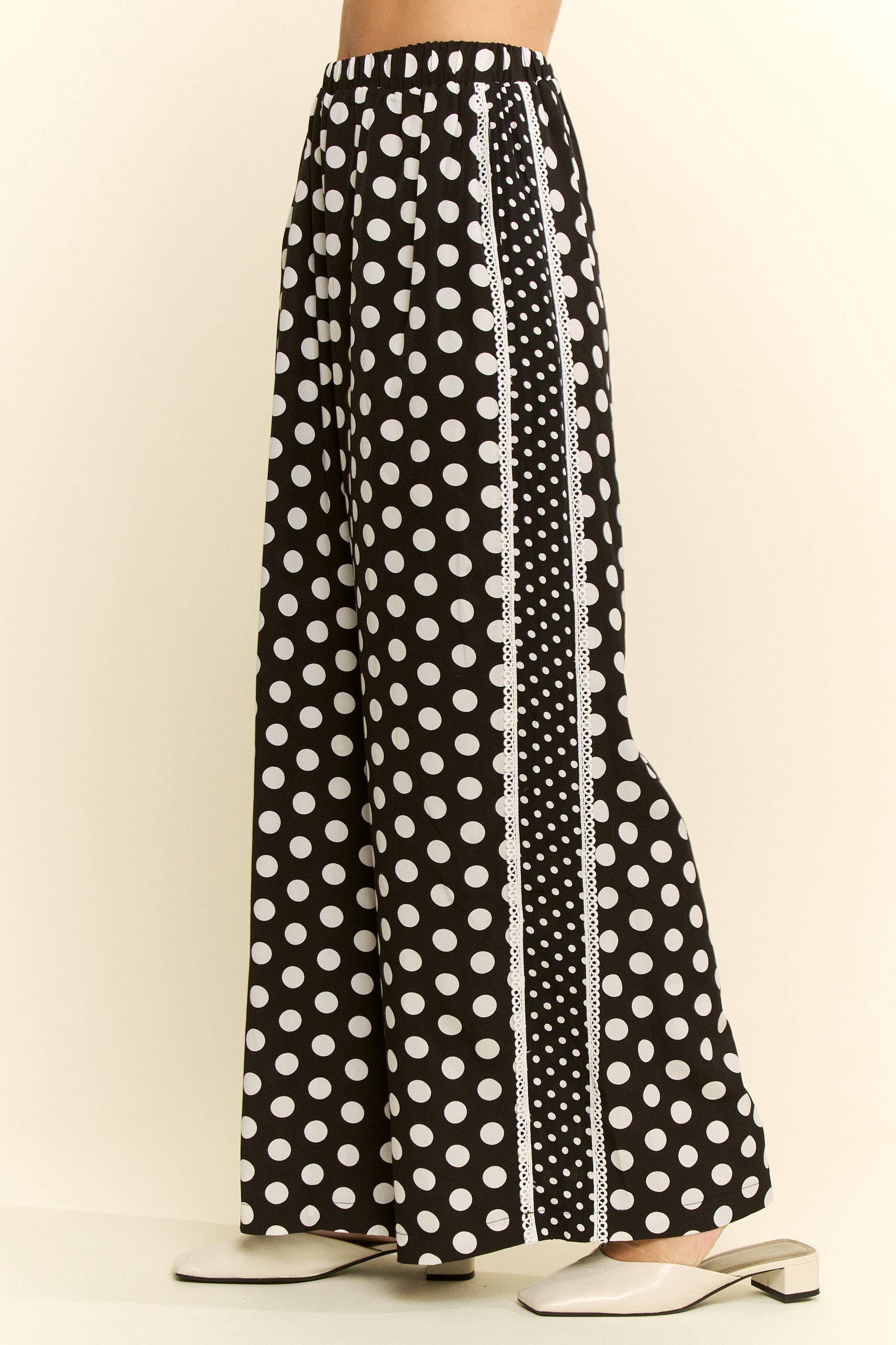 PLUS SIZE CONTRAST DOT SIDE PANEL PANTS