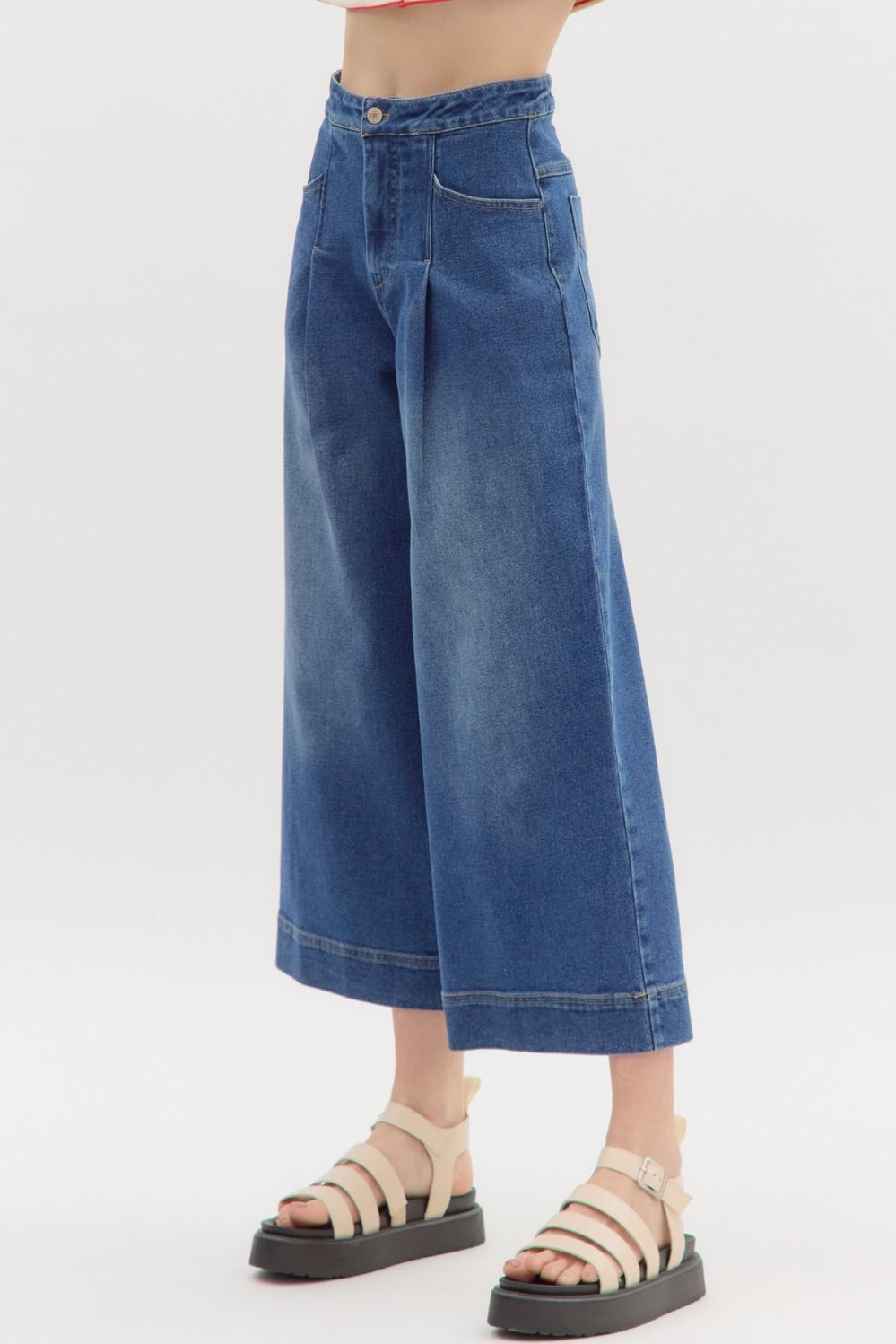 Denim Wide Leg Culotte by Entro