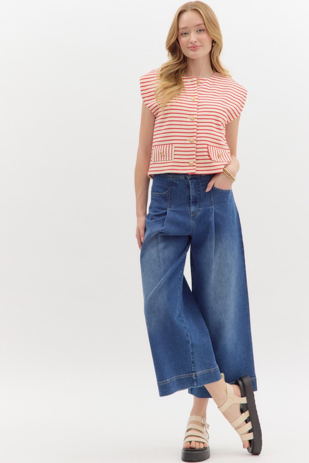 Denim Wide Leg Culotte by Entro