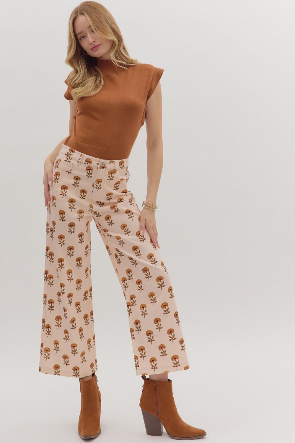 Botanical Wide Leg Pants in Ecru