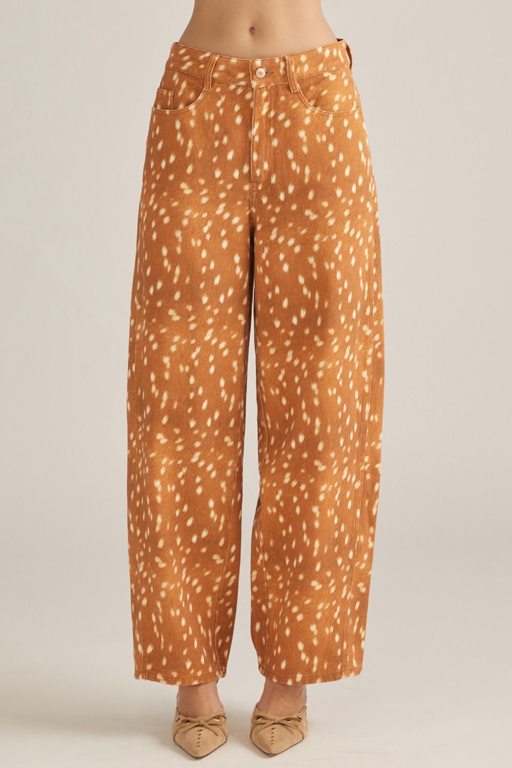 Deer Print Wide Leg Pants