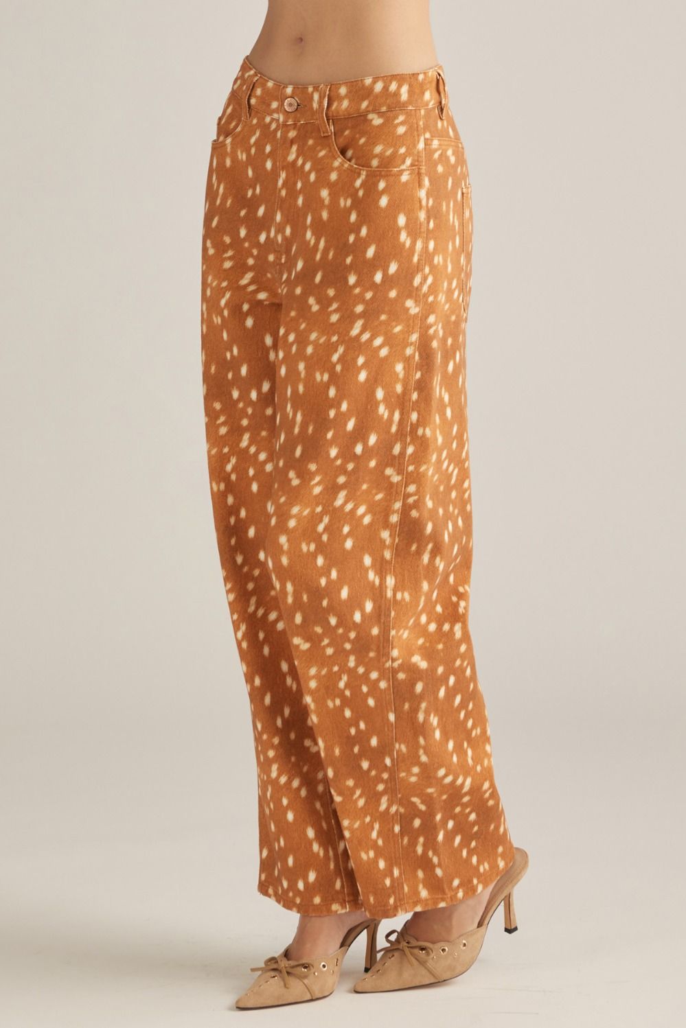 Deer Print Wide Leg Pants