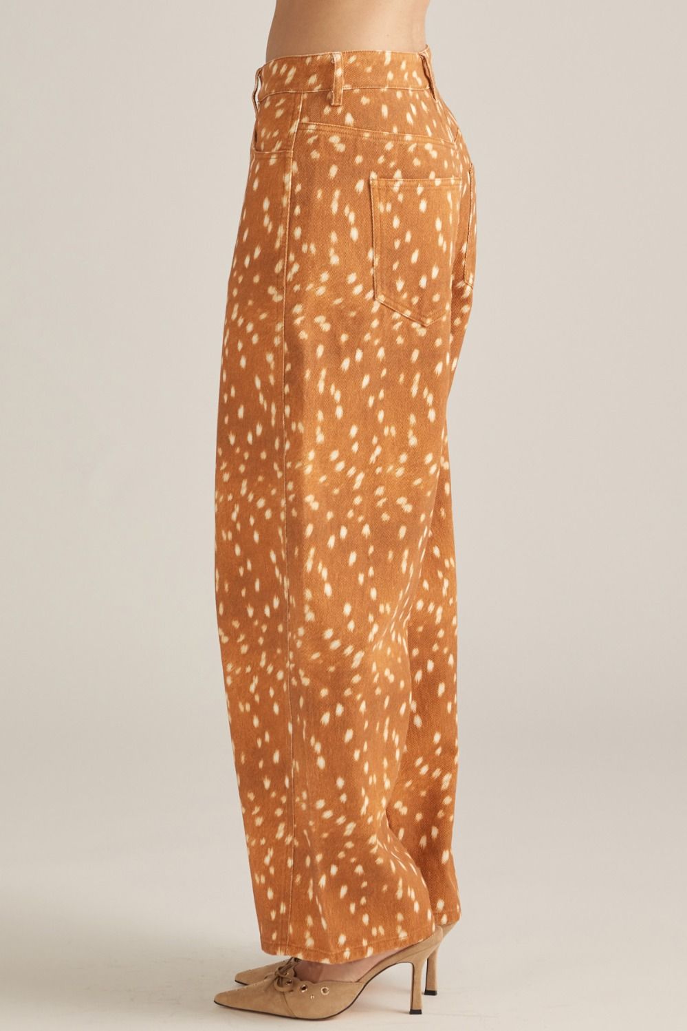 Deer Print Wide Leg Pants